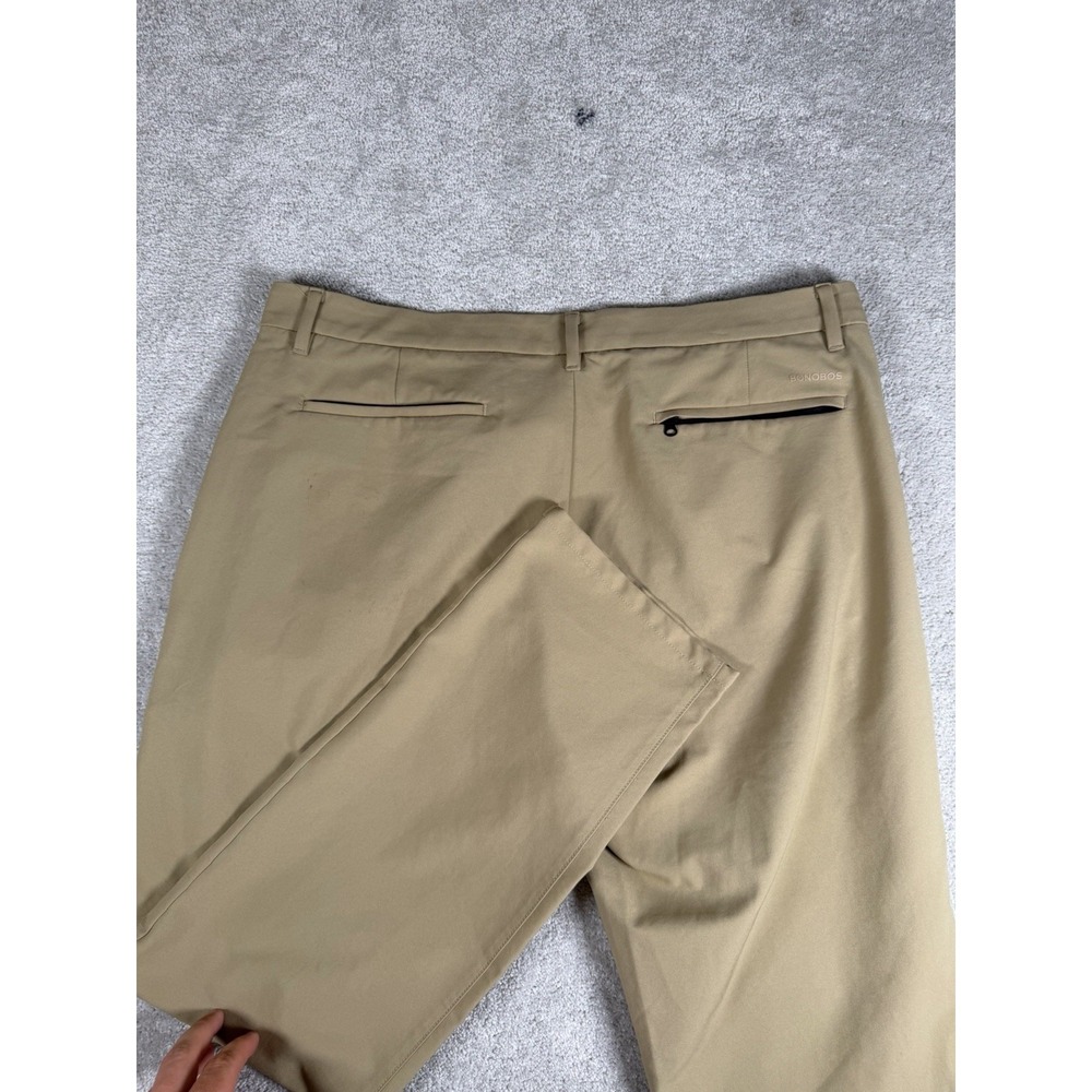 BONOBOS GOLF Mens 35x30 Beige Slim Taper Flat Front Performance Chino Pant